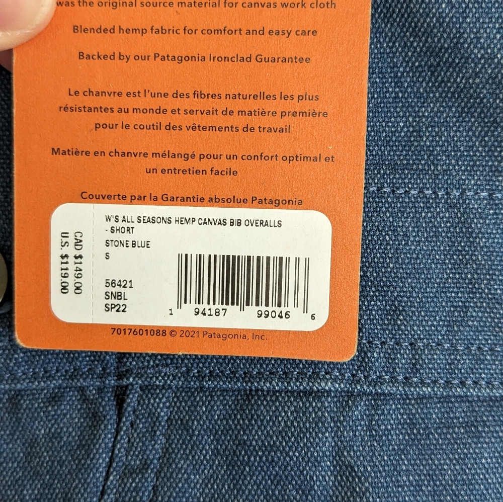 Patagonia Hemp Bib Overalls Denim - Picture 5 of 5